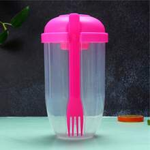 1pc/2PCS Salad Cup With Fork And Lid, Office Weight Loss Slimming Cup, Portable Light Meal Breakfast Cup For On-The-Go - Multicolor - View 16
