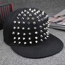 Girls Fashion Starry Sky Rivet Baseball Cap - Adjustable, Sunscreen Hip Hop Cap Spring/Summer Model - Đinh tán đen - Xem 2