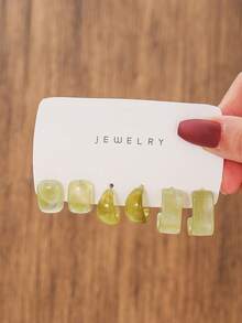 3-24 Pairs Elegant Resin Water Drop C-Shaped Asymmetric Geometric Earrings Set, Fashion Colorful Earrings, Suitable For Women, Party Wear, Perfect Gift For Girlfriend, Mom