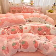 1 chiếc hoạt hình, dâu tây, họa tiết cây cối lông thỏ, lông chồn, vỏ chăn lông nhung thêu, mặt trước in, mặt sau bằng vải nhung sữa, vỏ chăn lông nhung bông tuyết phiên bản AB, khám phá vẻ đẹp của những giấc mơ, kết cấu tinh tế, mềm mại như mây, dày và ấm áp, tương đương với chăn bông, có thể giặt bằng máy, thiết kế góc chăn để cố định ruột chăn - Nhiều màu - Xem 7