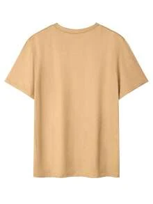 1PCSMen's Summer Casual Slogan Print Short Sleeve T-Shirt-Premium Cotton Graphic Printed Round Neck T-Shirts-365T - 棕色 - 查看 3