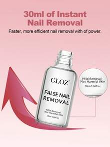 GLOZ 30毫升卸甲液，适用于贴片式美甲，升级透明卸甲液，适用于亚克力美甲，指甲油卸除液