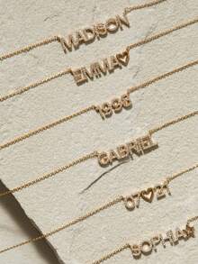 定制文字项链，嘻哈风格个性化吊坠项链，女士珠宝，尼龙吊坠项链，定制文字首饰，送给情侣、朋友和父母的完美礼物，银色时尚，秋季时尚，休闲简约，简约，中性，时尚定制，个性化，独特，送给女友、母亲、家人的理想礼物，母亲节礼物 - 風格2滿鑽項鍊 - 查看 7