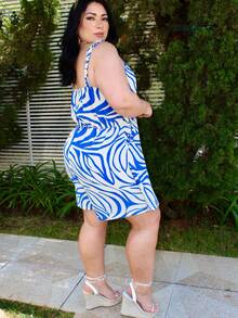 Women's Plus Size Jumpsuit Short Skirt With Printed Lining Summer - 顏色 33 - 查看 5