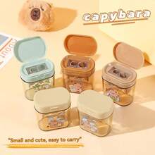 1pc Cute Capybara Shaped Manual Pencil Sharpener, Random Color, Cartoon Design Handheld Pencil Sharpener Suitable For School And Office, For Pencils And Makeup Pencils, Convenient Small Sharpener, Desktop Decor Portable Sharpener, Student Learning Supplies Reward, Gift For Children, Boys, Girls, Back To School Supplies