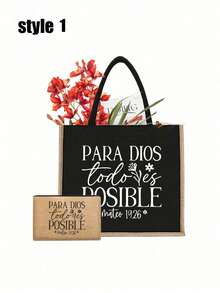 Includes Christian Print Tote Bag And Cosmetic Bag, Vintage Bible Verse God Jesus Print Tote Bag, Christian Gift, Fashionable Minimalist Durable Linen Tote Bag, Large Capacity Shopping Bag, Suitable For Outdoor Picnic, Gathering, Travel And Shopping, Birthday Gift, Christmas Gift. - Multicolor - View 14