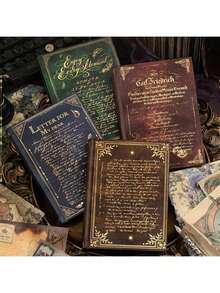 1 本剪贴簿，共 192 页，遥远的歌声系列，复古棕色可书写烫印材料书，剪贴簿用品笔记本配件，装饰笔记本垃圾杂志 DIY 个性化拼贴书，学校用品，返校