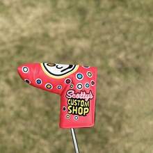 Joker Mallet 推杆套设计适用于高尔夫球头推杆头套，PU 皮革，带钩环扣和刺绣标志