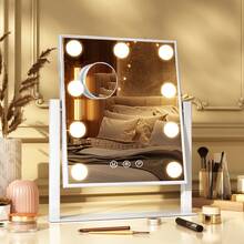 Lighted Vanity Makeup Mirror 3 Color Modes Dimmable Brightness 360° Rotation New , Suitable For Christmas And Halloween Decorations - White - View 4