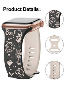 Halloween Pumpkin & Bat Carving Patterns Strap Compatible With Apple Watch Band Ultra SE/10/9/8/7/6/5/4/3/2/1 Perfect Gift For Women Skin-Friendly Silicone Replacement Watch Band Compatible With Iwatch Ultra 38mm 40mm 41mm 45mm 44mm 42mm 46mm 49mm (Watch Not Included)