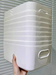 10 件白色塑料储物篮带手柄 - 多功能矩形储物盒，适用于厨房橱柜、浴室和食品储藏室 - 非常适合香料、零食必需品、搁板篮