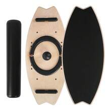 Tabla de equilibrio de madera para interiores, patineta, tabla de surf para interiores, tabla de equilibrio, tabla de equilibrio, entrenamiento de equilibrio - Negro - Ver 2
