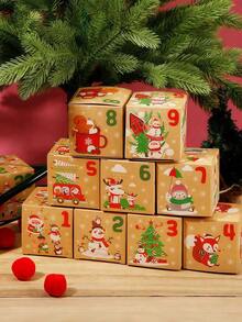 24pcs Christmas Advent Calendar Box, Santa Claus Snowman Candy Box Advent Calendar Gift Set, Perfect For Family Holiday Decoration - Multicolor - View 2