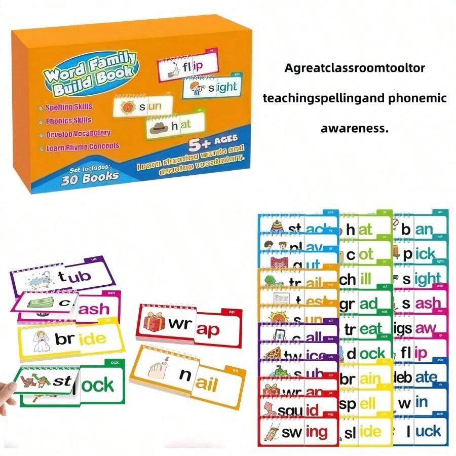 30 Rhyming Flip Books, Common Word Flashcards, Fun Word Family Flip ...