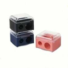 1-Piece Portable Dual Hole Makeup Pencil Sharpener With Ventilation And Debris Collection Function - Battery Free, Transparent Blue Design, Perfect For Eyebrows And Makeup Pencils, Essential For Travel