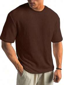 Kit Of 2 Men's Textured Oversized T-Shirts, Year-End Weight - Nâu/Đen - Xem 2