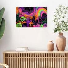 Halloween Night Tin Sign, Vintage Spooky Season Metal Sign Print Aesthetic Room Decoration For Home Bedroom Kitchen Bar Coffee Bathroom Indoor Outdoor Wall Decor, 8 X 12 IN - 鏽棕色 - 查看 2