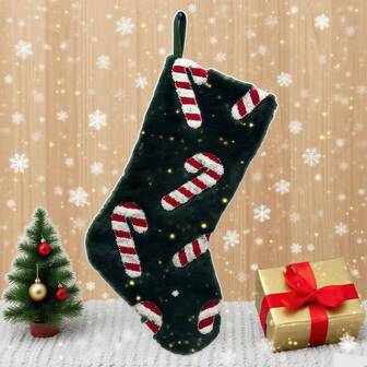 Calcetines navideños únicos bordados con bastones de caramelo, de 21 pulgadas de gran tamaño y suave felpa, decoración cálida para colgar, regalos perfectos para la familia