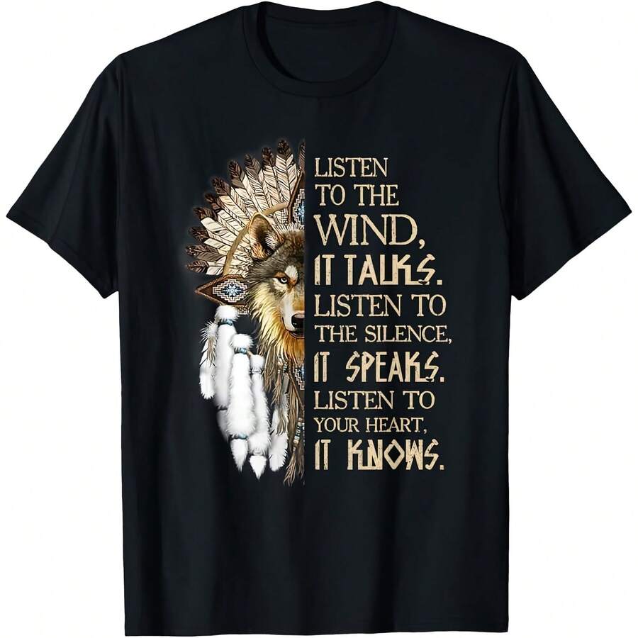 Listen To The Wind Eagle T-Shirt, Uni S - Black 3 - View 1