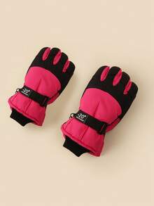 1双保暖加厚防水冬季儿童滑雪手套及配套亲子滑雪手套