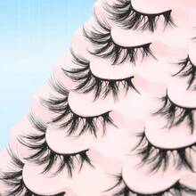 7 Paar Kreuz-Optik Falsche Wimpern mit Katzenaugen-Effekt für Cartoon-Stil Make-up, weiche, verwischte falsche Wimpern 3D Faux Mink natürliche Full-Strip Wimpern für tägliches Dating Make-up