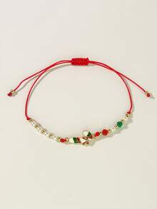 1/6/12 件 3D 圣诞手链套装、手工编织手链首饰套装、圣诞老人圣诞礼物、圣诞树、花环、拐杖糖、手套、铃铛、雪花、蝴蝶结和其他圣诞元素、女士多层手链、手链吊坠、可调节串珠手链、Y2K 手链 - 款式3 - 查看 6