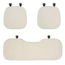 1pc Cute Puff Grid Design Car Seat Cushion, Comfortable Anti-Slip Breathable Seat Pad To Relieve Long Driving, 4-Season Car Seat Cover, Beige/Black