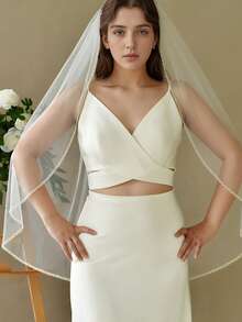 Voile de mariée fait main avec perles, pendentifs et peigne à cheveux, accessoire de cheveux de mariage élégant - V32 - Voir 4