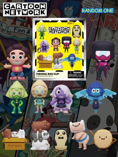 Warner Bros 1PC WB Officially Licensed 3D Figures Blind Bag Keychain Random Character Mystery Figural Bag Clip Collectible Backpack Charm Featuring We Bare Bears Adventure Time Characters Finn Ice Bear Grizzly Panda Amethyst Garnet Pearl Marceline Penguin Surprise Birthday Party Gift Party Favor Party Decoration For Fans Collectors And Friends