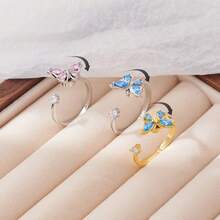 1pc Women's Anxiety Relief Butterfly Adjustable Ring, Wedding Jewelry, Stress Relief, Daily Wear