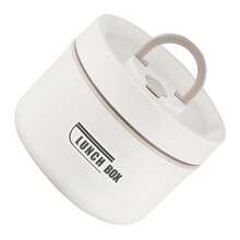 Thermal Lunch Box With Lid Leakproof Round Picnic Lunchbox With Folding Handle - 米色 - 查看 2