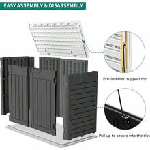 Outdoor Horizontal Storage Sheds W O Shelf Weatherproof Resin Tool Shed MultiOpening Door For Storage Of Bike Trash Cans Garden Tools 35 Cu Ft Waterproof Lockable Dark Gray - DarkGray - View 8