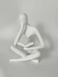 1pc Abstract Figurative Reading Book Decor, Nordic Style Luxe Resin Reading Person Tabletop Ornament, Suitable For Living Room, Study, Cafe Decoration - A Housewarming Gift For Readers And Intellectuals - Multicolor - View 11