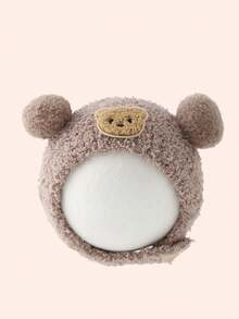 婴儿熊耳帽，毛绒冬季帽子，适合男婴和女婴