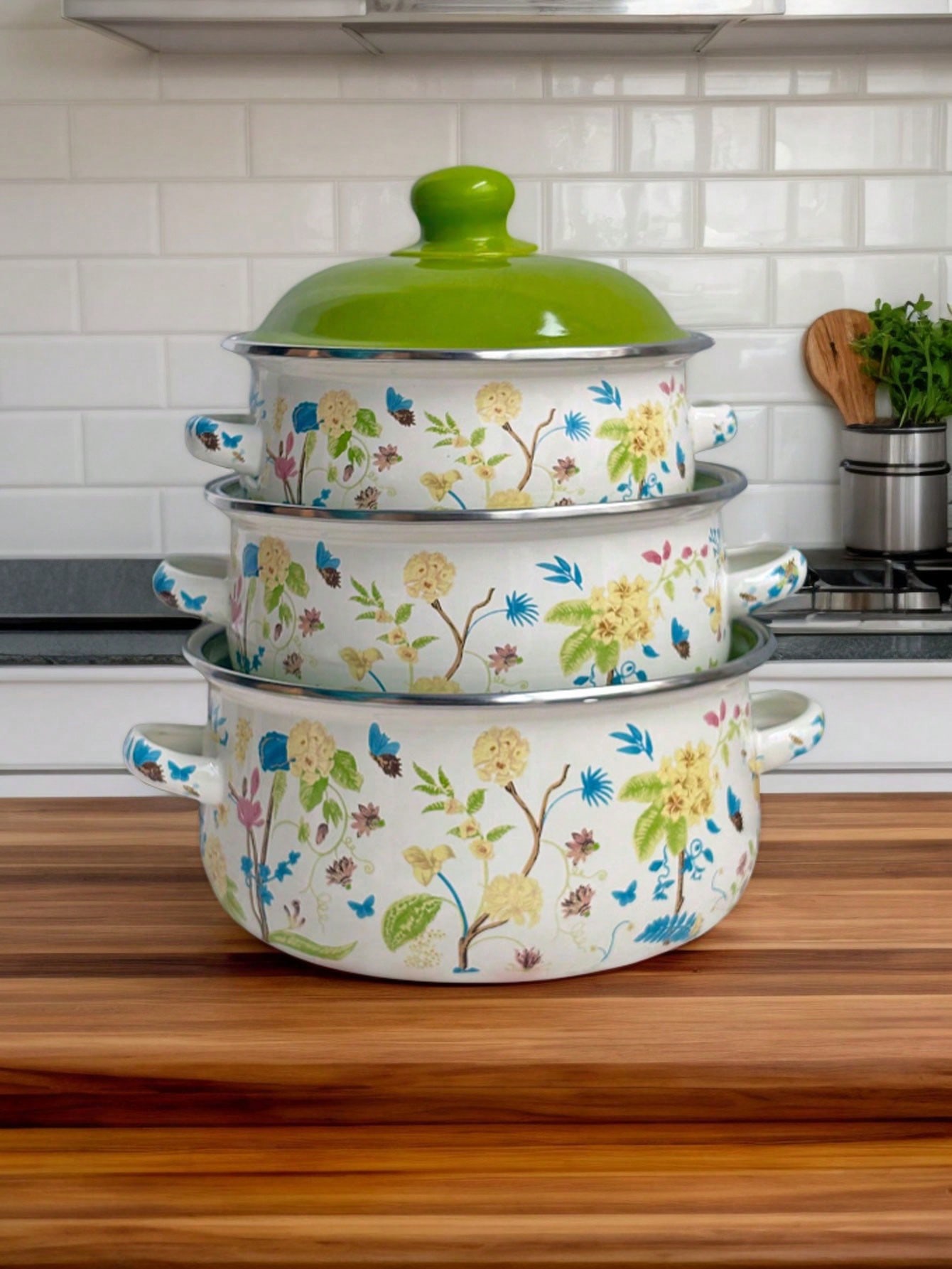 طقم أواني طهي مينا متعددة الوظائف 3 قطع – مقاسات 1...