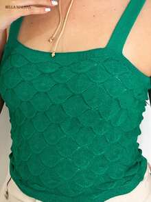 Modal Crop Top With Scale Texture - Green - View 5