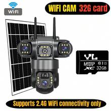 V380Pro Wireless Remote Camera, 2.4GHz WiFi Outdoor Solar Powered Surveillance Camera, 360° No-Dead-Angle View, 15MP HD, Dual-Way Audio, Motion Tracking, Alarm Push, Suitable For Outdoor, Sports Field, Ranch, Garden And Other Wireless Monitoring, Built-In Battery Pack, Solar Panel Powered For Year-Round Uninterrupted Operation
