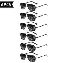 6pieces Summer Sunglasses Men Uv400 Square-Frame Glasses Hiking, Fishing, Running, Travel Clothing, Paired With Sunglasses, The Perfect Gift For Friends - 彩色 - 查看 12