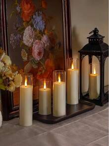 5-Pack Flameless Candle Lights With Timer/Remote Control, Battery Operated, LED Votive Candle Lights, Romantic Atmosphere Decorative Lights, Smokeless Electronic LED Candles For Christmas, Birthday, Home, Wedding, Birthday Decoration, Valentine's Day, Corporate Parties - 白色 - 查看 3