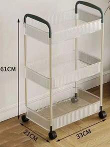 1 件透明小型手推车架子，适用于浴室、床边、零食、卧室、多层移动化妆品收纳，适用于厨房、零食车、化妆品收纳车、美容院、浴室 - 彩色 - 查看 11