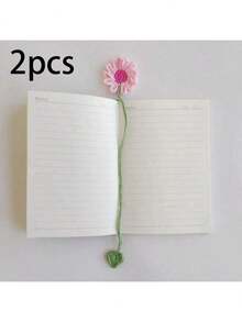 1 个手工制作的雏菊和向日葵书签 - 鲜艳的钩针花卉图案，粉色、橙色和紫色，涤纶纤维，是送给读者的理想礼物，可用作窗帘带或汽车装饰 - 彩色 - 查看 25