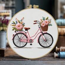 1 套刺绣套件，20x20cm/7.9x7.9 英寸粉色自行车，手工 DIY 刺绣套件，适合成人和初学者，包括说明书、印花面料、刺绣拉伸和刺绣 - 彩色 - 查看 7