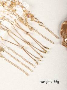 8 件/1 件套可爱海马、贝壳、蝴蝶、心形、海星、海螺、美人鱼尾巴仿珍珠锆石串饰手链,适合日常佩戴、派对、海滩度假、夏日约会 - 金色-海洋款 - 查看 8