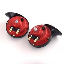 專業300db汽車喇叭-適用於機車、卡車、汽車和船隻-耐用、防水、高低音高音量汽車喇叭-12v - 紅色 - 查看 9