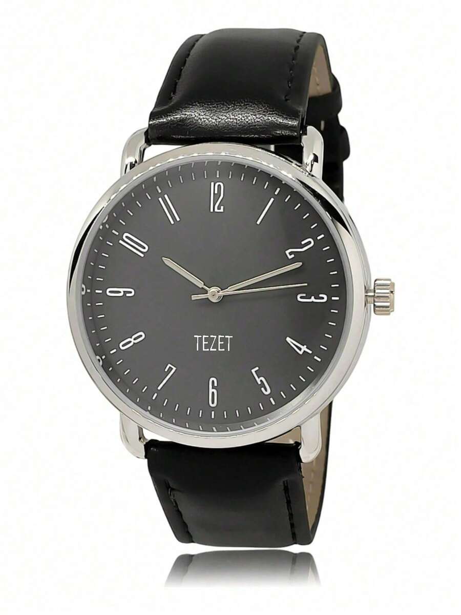 Men's Watch With Leather Strap And Metal Original Launch - 銀黑色 - 查看 1