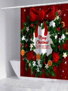 1/3/4 Stücke Weihnachts Duschvorhang Set, Weihnachts Schleife und Geschenk Muster bedruckter Badezimmer Fenster Duschvorhang Set, Badezimmer Set beinhaltet rutschfeste Badematte, U-förmige Toilettenvorleger, Toilettendeckel Abdeckung und Duschvorhang Zubehör, geeignet für Badezimmer Dekoration, Heimdekoration und Duschdekor, Feiertags Geschenk, Feiertags Dekoration, Weihnachtsdekoration