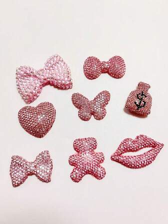 Wholesale 43Pcs/Box Bundle Pink Y2K Theme Full Rhinestone Money Bag Purse Heart Butterfly Chain Bag Luxury Designer Shining Charms 3D Ornament Star Large Size Bow Triple Rhinestone Little Pentagram Stars Resin Sweet Charms Flatback Junk Phone Case Charms Decorations 3D Handcraft Accessories Diy Crafts Handmade Hair Clip Charms ﻿