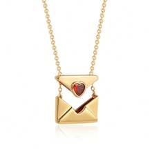 1pc Copper Plated Valentine's Day Red Zirconia Heart Envelope Locket Necklace, Openable Photo Pendant Necklace, Suitable For Daily Wear, Holidays, Anniversaries, Birthdays, Gifts - Necklace - View 7