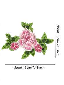 1pc Colorful 3D Embroidered Peony Flower Patch With Lace Trim, DIY Clothing Accessory Applique