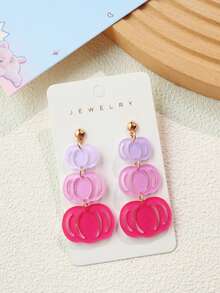 1 par de pendientes colgantes de calabaza hueca con degradado brillante y acrilico, pendientes colgantes de calabaza dulce, regalo festivo